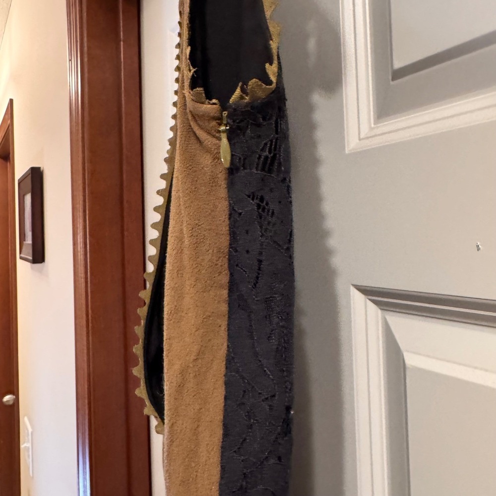 Anthropologie Leifsdottir Whimsigoth Olive Green Black Jumpsuit Lace Belt Sz 10 - Picture 5 of 16
